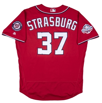 2018 Stephen Strasburg Game Used Washington Nationals Red Alternate Jersey Photo Matched To 4/21/2018 (MLB Authenticated & Sports Investors Authentication) 